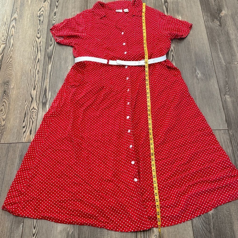 Erika Red Polka Dot Button Down Dress - Picture 6 of 12